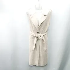 ◇ ⊇ ZARA スエード素材 ウエストベルト付き ロングベストコート サイズM ベージュ レディース E  【1409240001782】