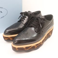 IT38EI7QKMXC PRADA プラダ ウィングチップ オックスフォード厚底シューズ ヒョウ柄 レディース サイズ 38