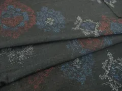 平和屋着物▽結城紬　単衣　幾何学花文　銀座越後屋扱い　正絹　逸品　DAAS0347az