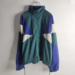 90's ナイキ NIKE 黒タグ スウッシュロゴ刺繍フルジップナイロンジャケット 裏メッシュ M グリーン m0926-6