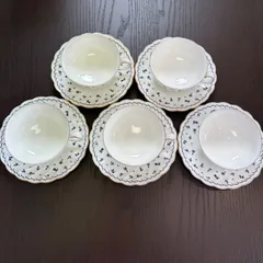 【ノリタケ】ティーカップ5つセット　ソーサーあり　#B6 花柄　ゴールド　食器　インテリア　コップ　キッチン　箱なし