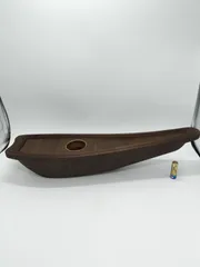 花器 泊船 船型 焦げ茶色 木目調 変形 花台 窯 工房 池坊 フラワーベース 水盤 華道具 花瓶 シンプル 生花 華道 手作り アンティーク レア レトロ インテリア ビンテージ 昭和 24428四つ葉[YT00463]