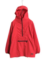 【お得なクーポン配布中!】 90s エルエルビーン ナイロン アノラック パーカー ジャケット キッズ L レディース S 程 オールド ハーフジップ プルオーバー ブルゾン 赤