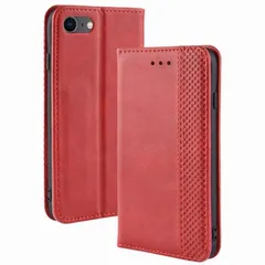 iPhoneSE(第2・3世代)/8/7 チェックライン手帳ケース 【Type×Color】 レッド