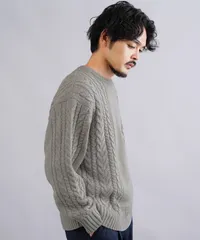 新品 未使用 JIGGYS SHOP(ジギーズショップ)ケーブルクルーニット 217550 グレージュのサムネイル