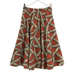 ロクビューティーアンドユースユナイテッドアローズ 日本製 ミディ丈 フレアスカート 36 レッド 6 ROKU BEAUTY&YOUTH UNITED ARROWS 裏地付 バックジップ レディース