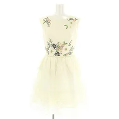 チェスティ Chesty 花柄 刺繍 レース ノースリーブ ワンピース ひざ丈 フレア 0 S アイボリー マルチカラー /YQ ■OS