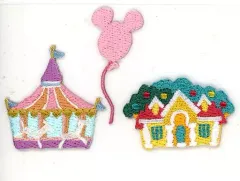 【中古】バッジ・ピンズ メリーゴーランド/風船/家 ワッペン3個セット 「ディズニー」 東京ディズニーリゾート限定