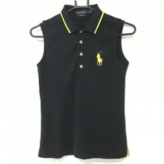 ★特価★【超美品】ポロゴルフ ラルフローレン ノースリーブポロシャツ 黒×イエロー ビッグポニー レディース XS ゴルフウェア Ralph Lauren
