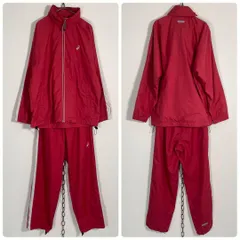 asics DUALUX セットアップ シャカシャカ メンズS レッド系 スポーツウェア