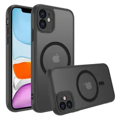 iPhone 11 ケース スマホカバー マット半透明 マグネット搭載 ワイヤレス充電 耐衝撃 指紋防止 滑り止め 米軍MIL規格・Magsafe対応 アイフォン11 用カバー インチ PinLiSheng (ブラック, iPhone 11) 0