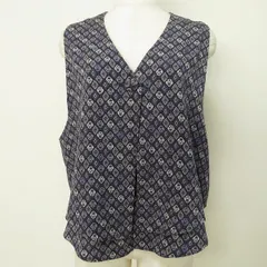 #snc シセンドウ 詩仙堂 ヒトシタムラ ベスト ジレ 紺 紫 ちりめん 総柄 Vネック レディース [951697]