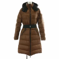 モンクレール MONCLER MOKACINE ダウンコート ロング ジップアップ フード スタンドカラー ベルト 0 S 茶 ブラウン /NW33のサムネイル