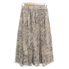 グランドパークニコル Grand PARK NICOLE フレアスカート ロング丈 ヒョウ柄 レオパード柄 マルチカラー M 白 黒 ホワイト ブラック /FF41