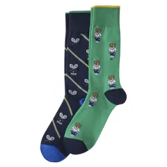 ポロラルフローレン：POLO ATHLETIC CLUB MINI BEARS ソックス 2PK (グリーン/ネイビー)