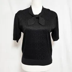 #snc クリスチャンディオール ChristianDior ニット セーター L 黒 ヴィンテージ 半袖 リボン シルク タグ付き 美品 レディース [957260]のサムネイル