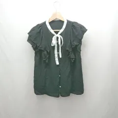 ◇ ⊂ MISCH MASCH ミッシュマッシュ パール調ボタン 半袖 ブラウス サイズM ブラック系 レディース E  【1503060041192】