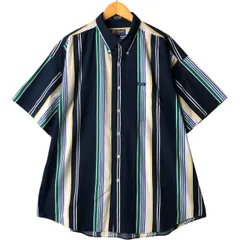 古着 90年代 ラルフローレン Ralph Lauren CHAPS チャップス マルチストライプ 半袖 ボタンダウン ストライプシャツ/eaa572995