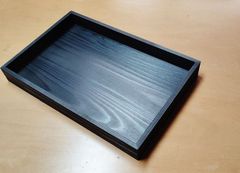 【二個セット】新品 もみ材 番重 (ばんじゅう) 木箱　外寸380*250*45mm 釘打ち　食品衛生法対応ブラック塗装　食品トレイ　ディスプレイ