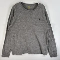 古着 ポロ・ラルフローレン POLO RALPH LAUREN 長袖Tシャツ ワンポイント ロゴ 刺繍 クルーネック L  グレー系 無地 メンズ