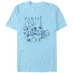 【送料無料】 ディズニー メンズ Tシャツ トップス Disney's Mickey Mouse And Minnie Paris Visitors Men's Graphic Tee Light Blue