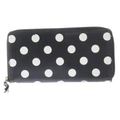 COMME des GARCONS (コムデギャルソン) ポルカドット プリント レザー ラウンドジップ ロングウォレット 長財布 ブラック/ホワイトのサムネイル