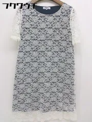 ◇ NATURAL BEAUTY BASIC 総レース 半袖 ミニ ワンピース サイズM ホワイト系 ネイビー系 レディース  【中古】 【1107300003317】