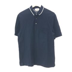 T03/114 HERMES エルメス 半袖 ポロシャツ ダークネイビーボーダー 