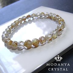 [beads576]ルチルクォーツ6mm ブレスレット 31粒（天然石/ビーズ）
