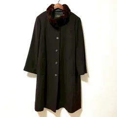 #wnc レリアン Leilian コート 13+ こげ茶  ミンクファー カシミヤ 大きいサイズ 美品 レディース [968726]