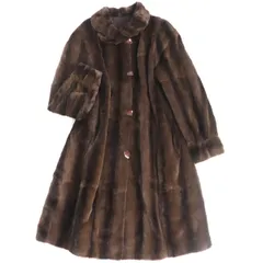 美品『USED』 コート 毛皮 ウィーゼル/ラム ダークブラウン約65cm身幅