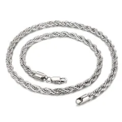 シルバー ツイストチェーンネックレス　男女兼用　ステンレス　6mm メンズ　レディース　ユニセックス　40cm