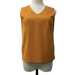 センスオブプレイス バイ アーバンリサーチ Sense of Place by Urban Research ブラウス カットソー プルオーバー Vネック 無地 ノースリーブ Free オレンジ