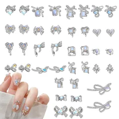 【新着商品】デコパーツ ハンドメイド 手芸 ジュエリーパーツ ネイルアート 蝶結び 立体 3d ストーン ネイルパーツ ネイルパーツ リボン リボン ハート 大きい 可愛い 約40個セット