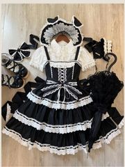 キャンディフルーツ アジュールメイド服 ブラック✕ドット柄 - メルカリ