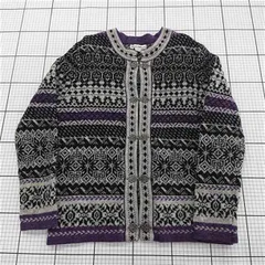 ◇ ⊇ Telluride Clothing Co. 総柄 長袖 ニット カーディガン サイズM グレー ブラック系 レディース E  【1509180010391】