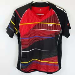 TSP 卓球 ゲームシャツ 半袖 JTTA L レッド×ブラック レディース