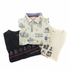 ハッシュパピー Hush Puppies Tシャツ ポロシャツ おまとめ3点セット プリント 刺繍 半袖 M L 白 アイボリー 紺 ネイビー /FT