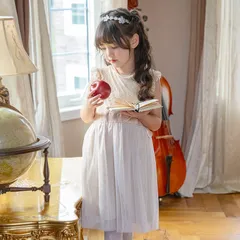 【ベージュ】アンティークカラーレース&チュールドレス TAK キッズ キャサリンコテージ