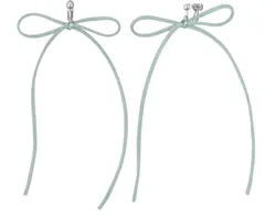 Lサイズ/ブルー/イヤリング【ネジバネ式】 イヤリング ピアス レディース リボン バレエコア ロング 華奢 ゆれる ぶら下がり ニッケルフリー ゴールド シルバー ピンクゴールド シンプル ギフト 金属アレルギー対応 カジュアル フォーマル 華やか