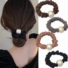 ヘアアクセサリー シルク 大人 ヘアゴム 美髪シュシュ ヘアゴム ヘアゴム シュシュ ヘアアレンジ シュシュ パール パール 跡がつかないヘアゴム ファッション おしゃれ ，BetterJonny 4個セット