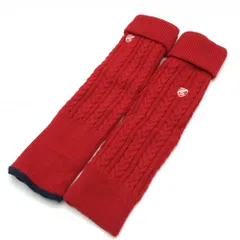 【超美品】ジャックバニー ニットレッグウォーマー レッド ケーブル編み 裏フリース レディース  ゴルフウェア Jack Bunny