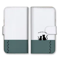 iPhone14 ケース 手帳型 アイフォン14 スマホケース 黒猫 くろねこ 猫 ねこ ネコ 動物 アニマル かわいい おしゃれ シンプル くすみカラー カラー02