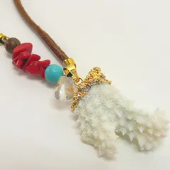 【新品】【未使用】☆珊瑚＆水晶ネックレス