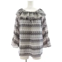 ブルーレーベルクレストブリッジ BLUE LABEL CRESTBRIDGE シャツ ブラウス 長袖 総柄 フリル 36 グレー ピンク 55M04-547-07 /AN46