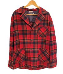 ペンドルトン PENDLETON  70's 70年代 Wネーム ウール テーラードジャケット チェック くるみボタン vintage ヴィンテージ アメリカ製 MADE IN USA ジャケット レッド Lサイズ 101MT-4192