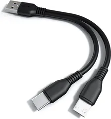 YFFSFDC USB 2.0 二股ケーブル USB 2.0 Aオスto USBタイプCオス& マイクロUSBオスY字2分岐ケーブル USB & タイプC 延長ケーブル 同期充電 多機能2 in 1 USBタイプC Yスプリッタケー Mic