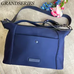 【良品】コールハーン グランドシリーズ  GRAND SERIES 2way ショルダーバッグ トートバッグ グランドアンビション ネオプレン ロゴ型押し シルバー金具 A4収納 大容量 ナイロン レザー 肩掛け レディース ブルー 青色