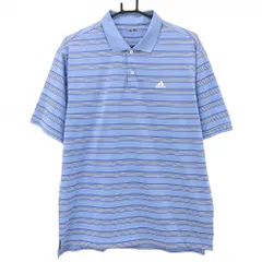 ★SALE価格★アディダス 半袖ポロシャツ ライトブルー×白 ボーダー メンズ O/XG ゴルフウェア adidas