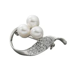 【シルバー×ワンサイズ】[Cream dot. クリームドット公式] ブローチ フォーマル 卒業式 卒園式 入学式 入園式 ママ スーツ ピン 回転式 安 リーフモチーフ ビジュー 葉 パール フラワー 花 小さめ ミニ コサージュ 華やか 上品 大人 